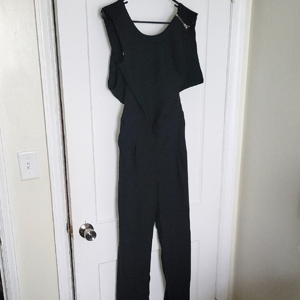 Black Banana Republic Open Back Wide Leg Jumpsuit SZ 8🏖